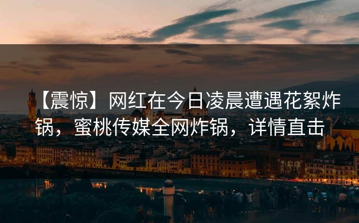 【震惊】网红在今日凌晨遭遇花絮炸锅，蜜桃传媒全网炸锅，详情直击