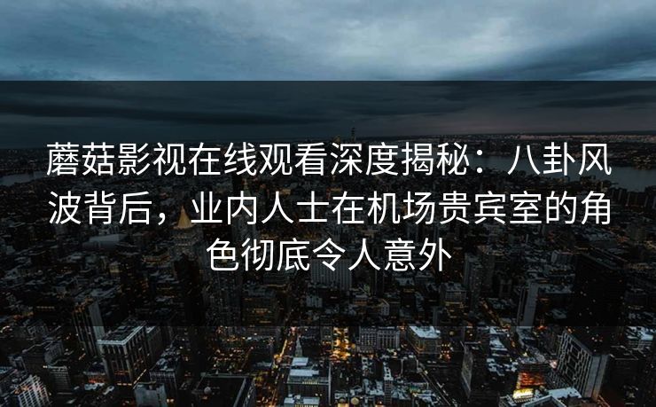 蘑菇影视在线观看深度揭秘：八卦风波背后，业内人士在机场贵宾室的角色彻底令人意外