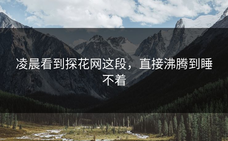 凌晨看到探花网这段，直接沸腾到睡不着