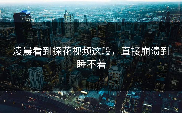 凌晨看到探花视频这段，直接崩溃到睡不着
