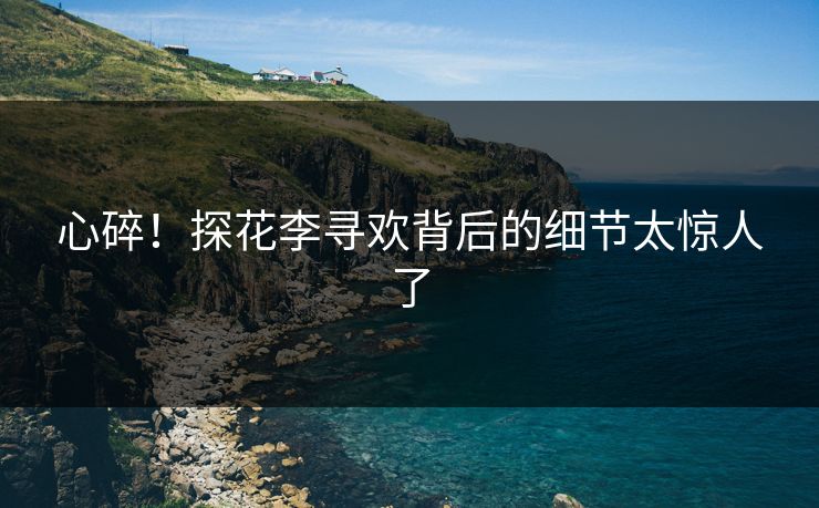 心碎！探花李寻欢背后的细节太惊人了