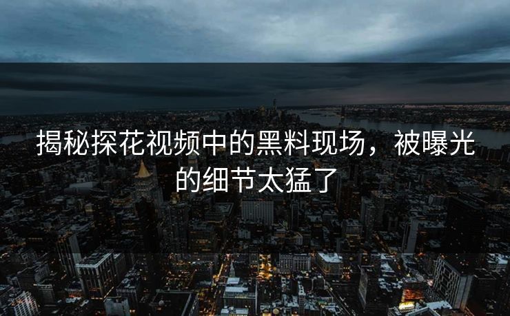 揭秘探花视频中的黑料现场，被曝光的细节太猛了