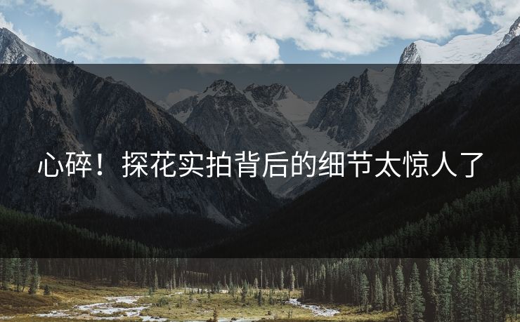 心碎！探花实拍背后的细节太惊人了
