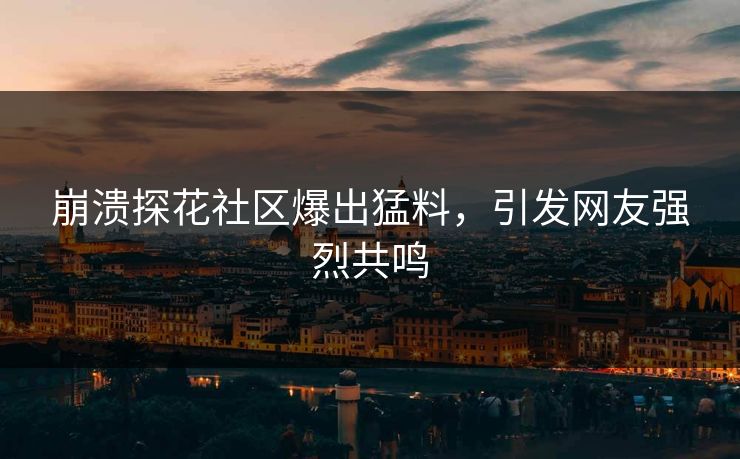 崩溃探花社区爆出猛料，引发网友强烈共鸣