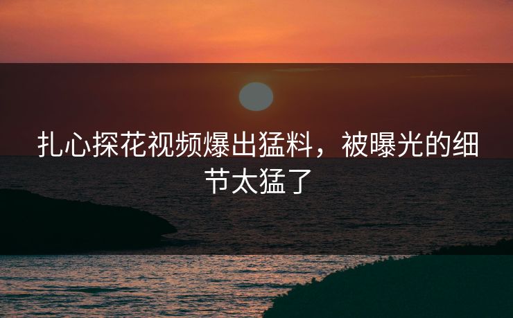 扎心探花视频爆出猛料，被曝光的细节太猛了