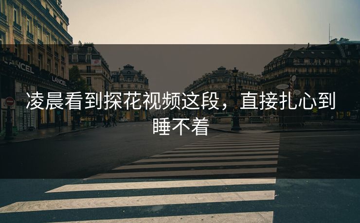 凌晨看到探花视频这段，直接扎心到睡不着