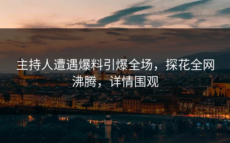 主持人遭遇爆料引爆全场，探花全网沸腾，详情围观