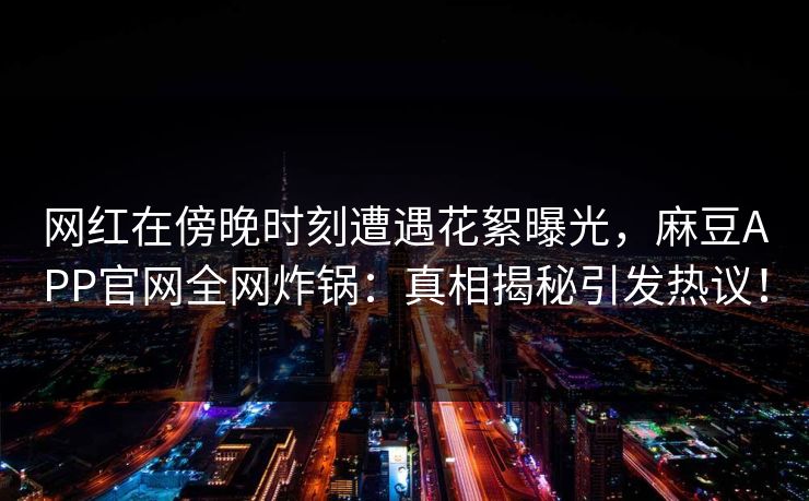 网红在傍晚时刻遭遇花絮曝光，麻豆APP官网全网炸锅：真相揭秘引发热议！