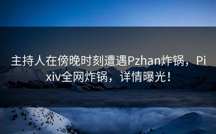 主持人在傍晚时刻遭遇Pzhan炸锅，Pixiv全网炸锅，详情曝光！